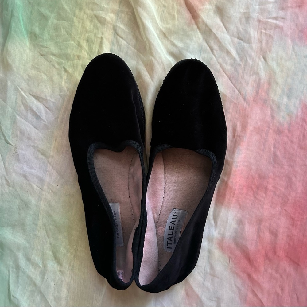 Allegra Velvet Flats Nero